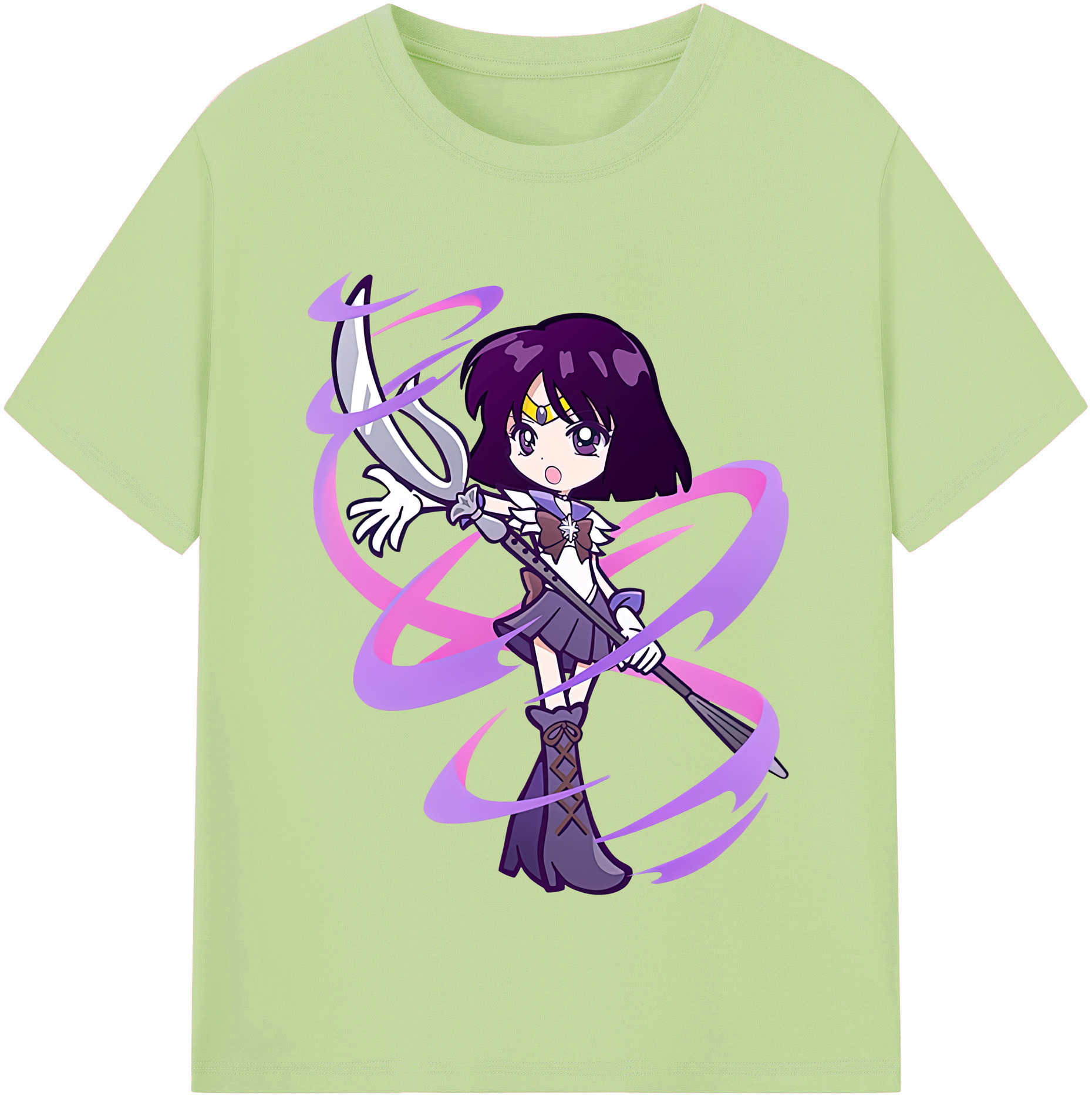（画像用） 美少女戦士セーラームーン 土萠ほたる Sailor Moon Tomoe Hotaru （セーラーサターン；Sailor Saturn） 綿100％半袖Tシャツ（フロントプリント）
